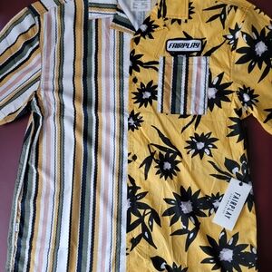 FAIRPLAY Men's Yellow and Multicolor Striped Shirt